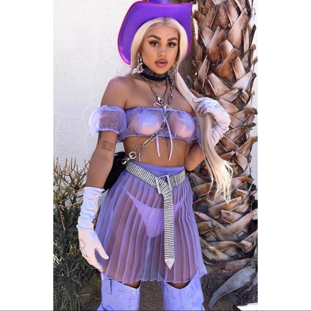 Pleated Crop Top & High Waist Bottoms